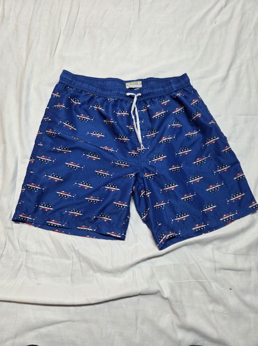 Men's American Flag Shark Swim Trunks